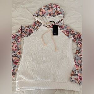 Size Small Double Hooded Quilted Body Floral Sleeves Hoodie NWT